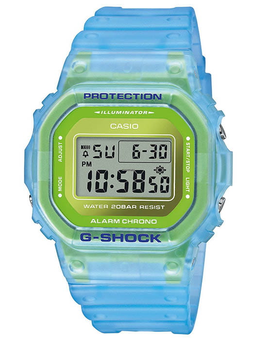 Casio Casio G-Shock DW-5600LS-2 DW-5600 DW-5600LS-2ER электронные мужские часы зеленый циферблат, браслет полимер — вид спереди